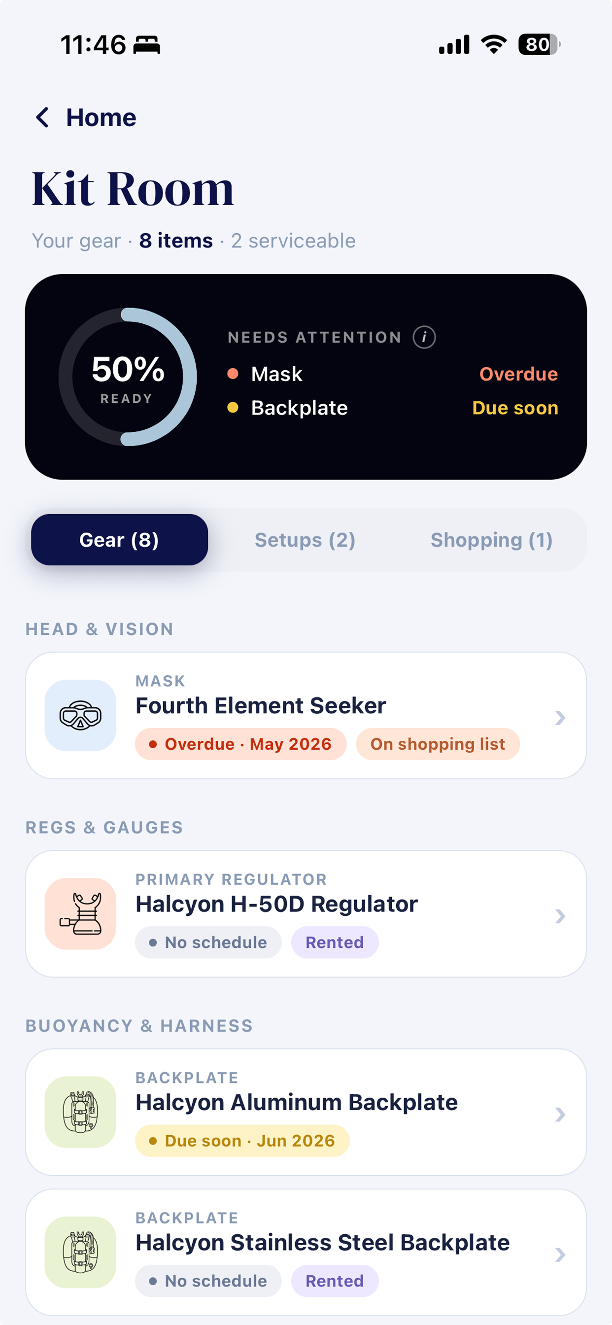 Kit Room gear tracker