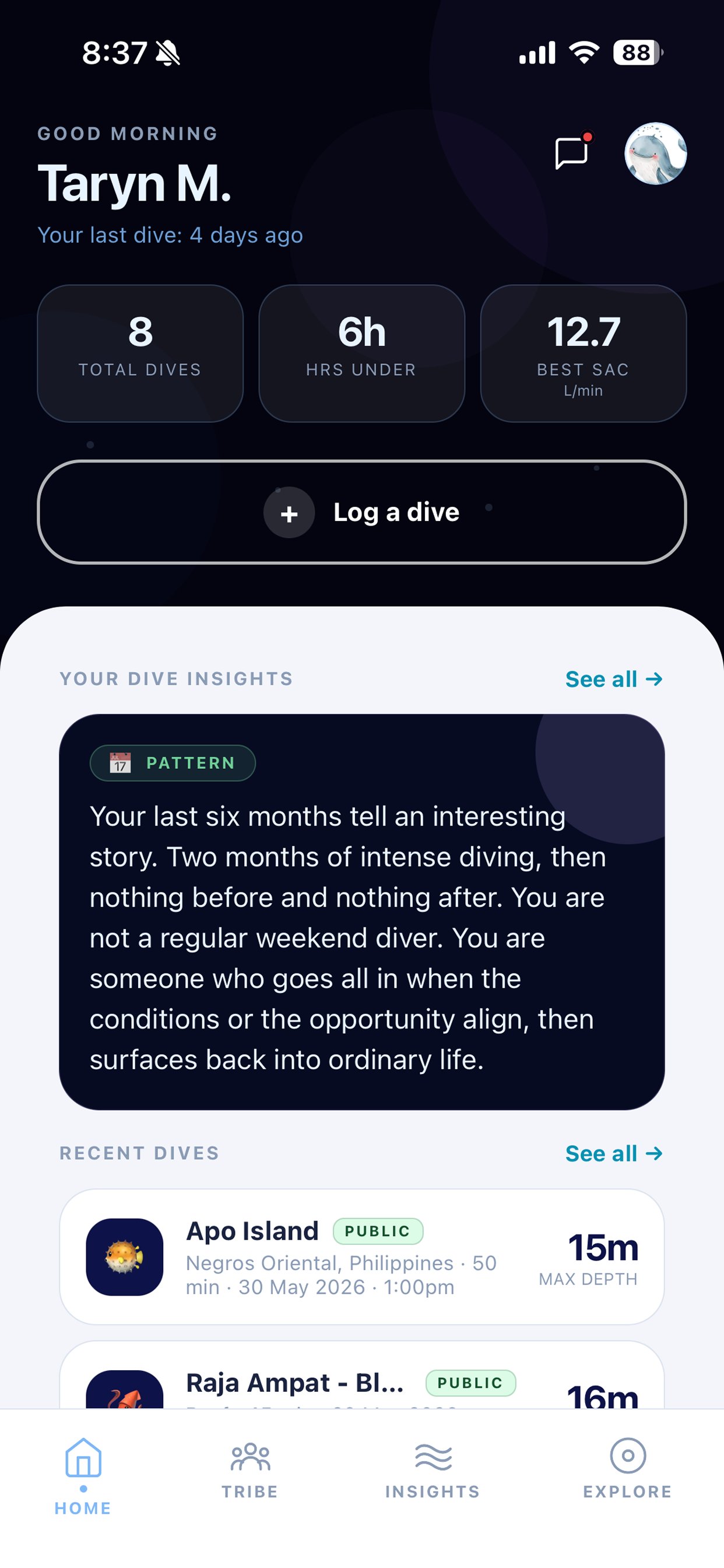 Easy dive log entry
